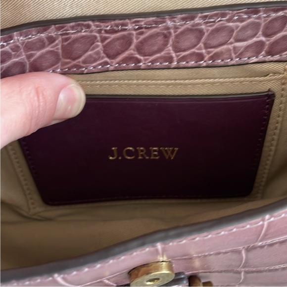J. Crew Mauve Croc-Embossed Leather Crossbody Bag with Gold Hardware - Picture 5 of 16